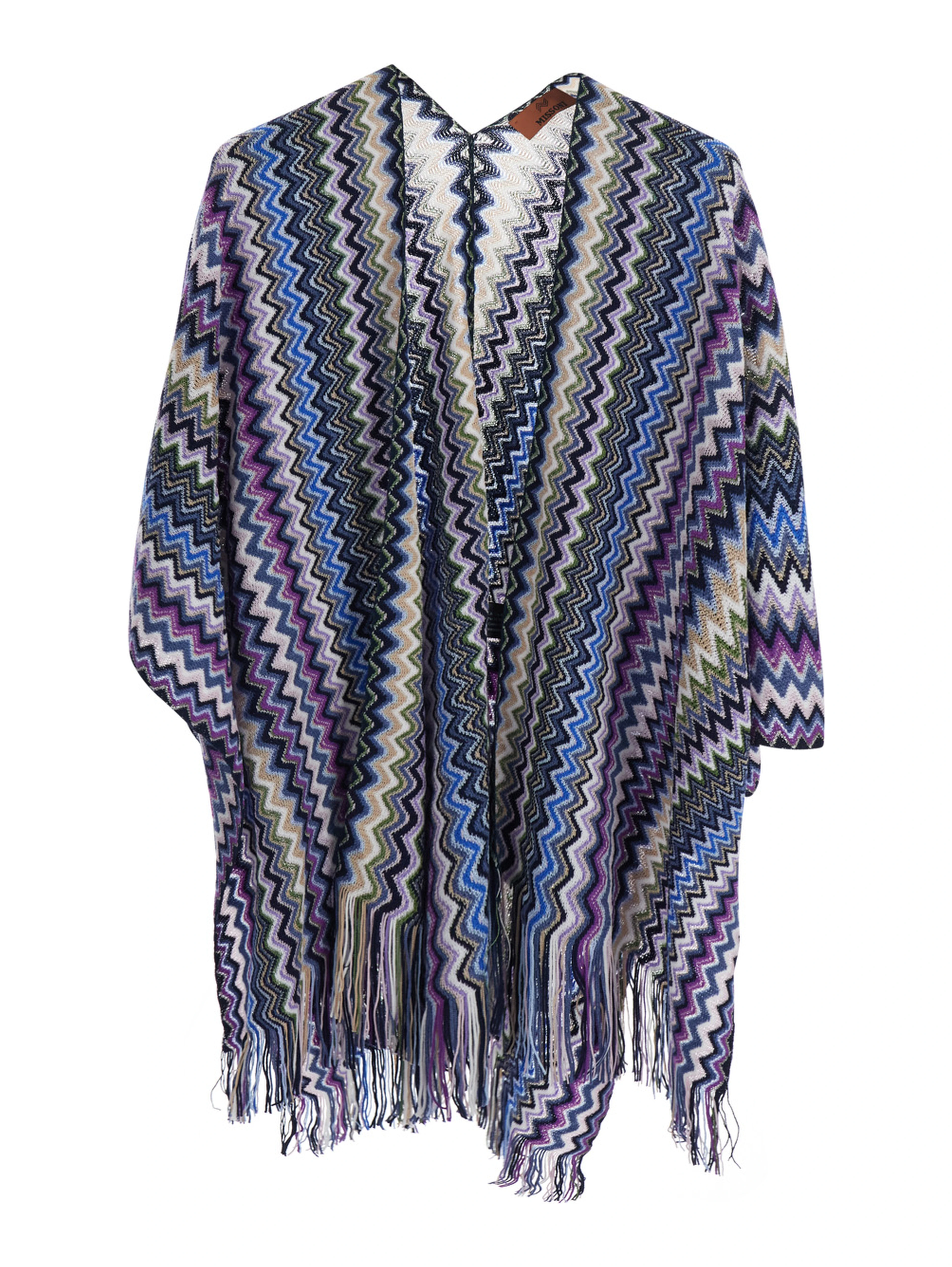 Unisex Blue Wool and Polyester Cape