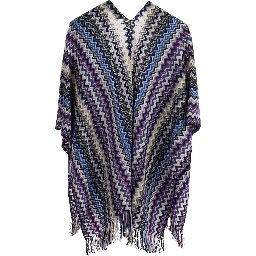 Unisex Blue Wool and Polyester Cape