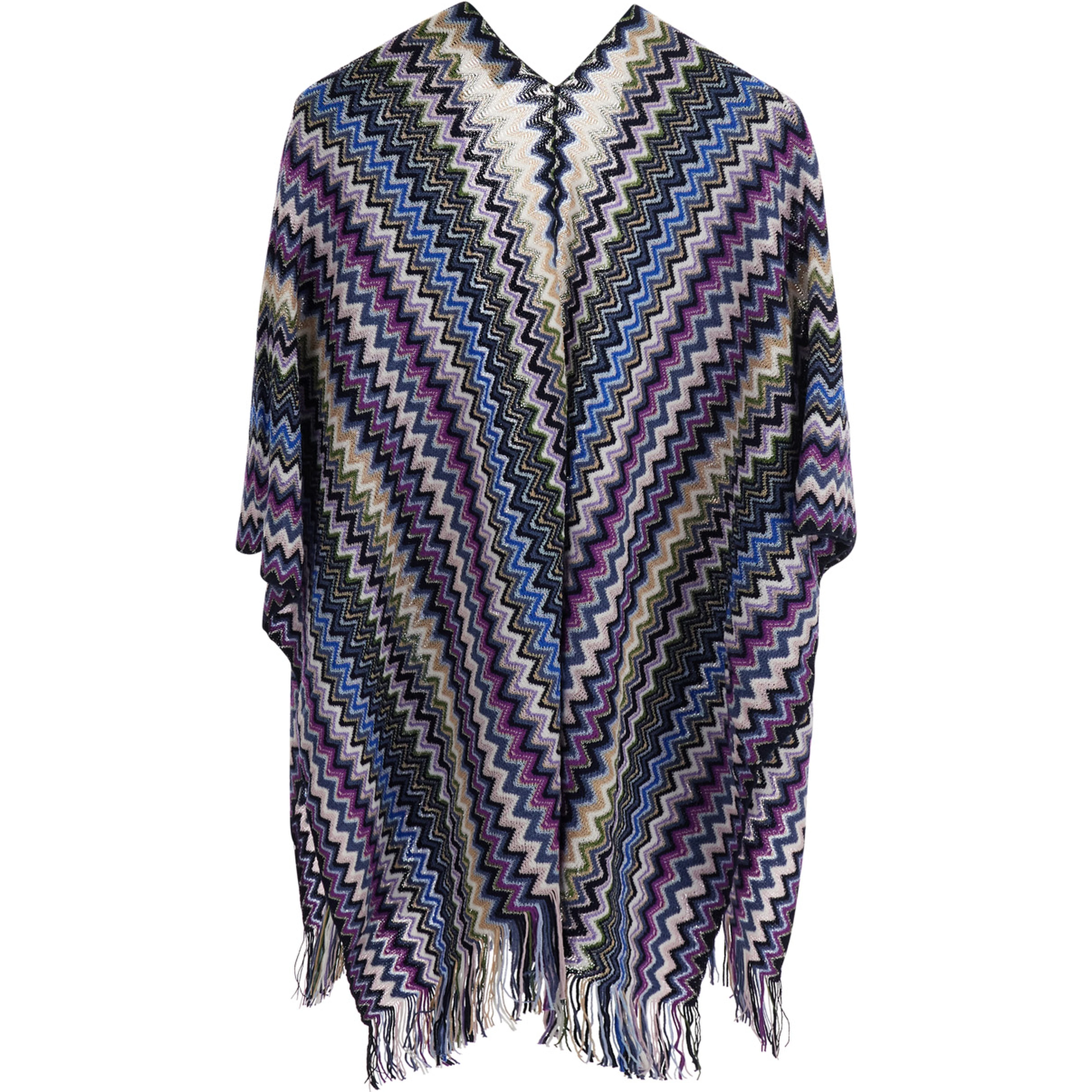 Unisex Blue Wool and Polyester Cape