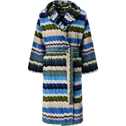 Womens multicoloured fabric hooded bathrobe