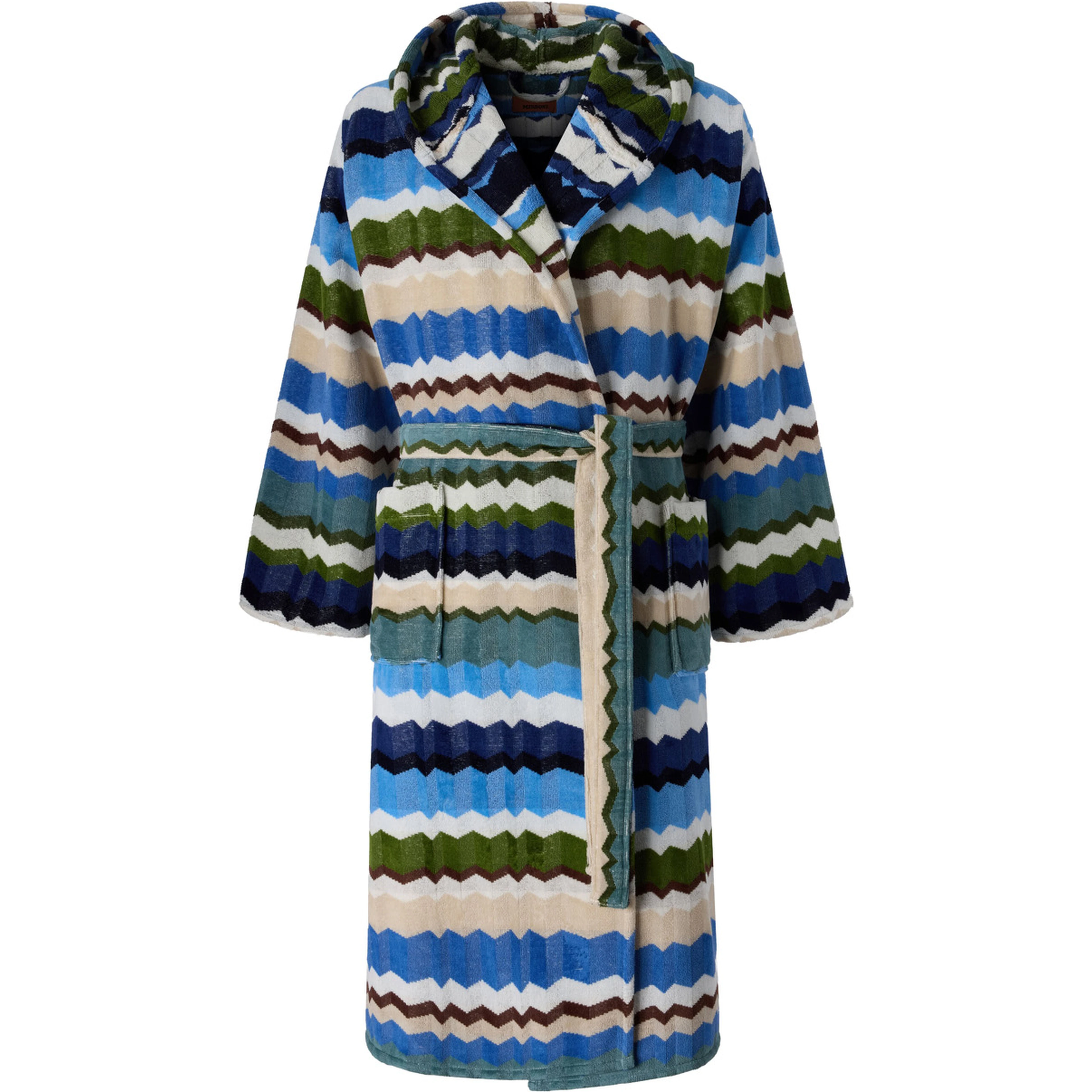 Womens multicoloured fabric hooded bathrobe