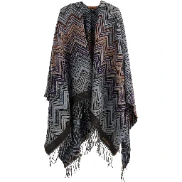 CAPE with long sleeves and hood in multicolor women