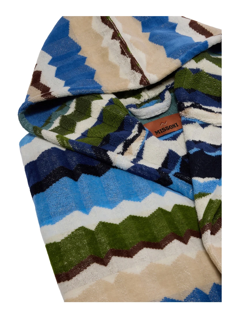 Womens multicoloured fabric hooded bathrobe