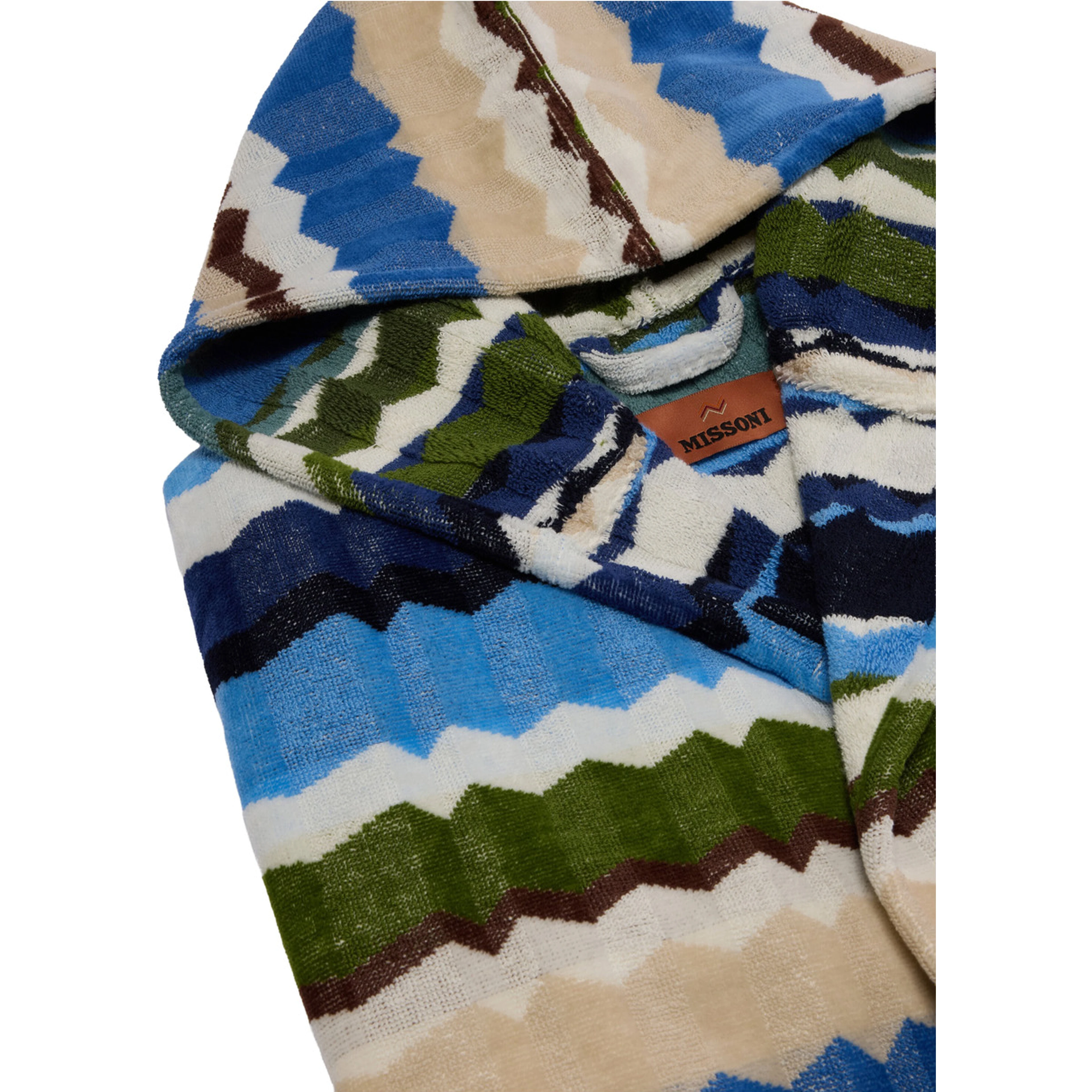 Womens multicoloured fabric hooded bathrobe