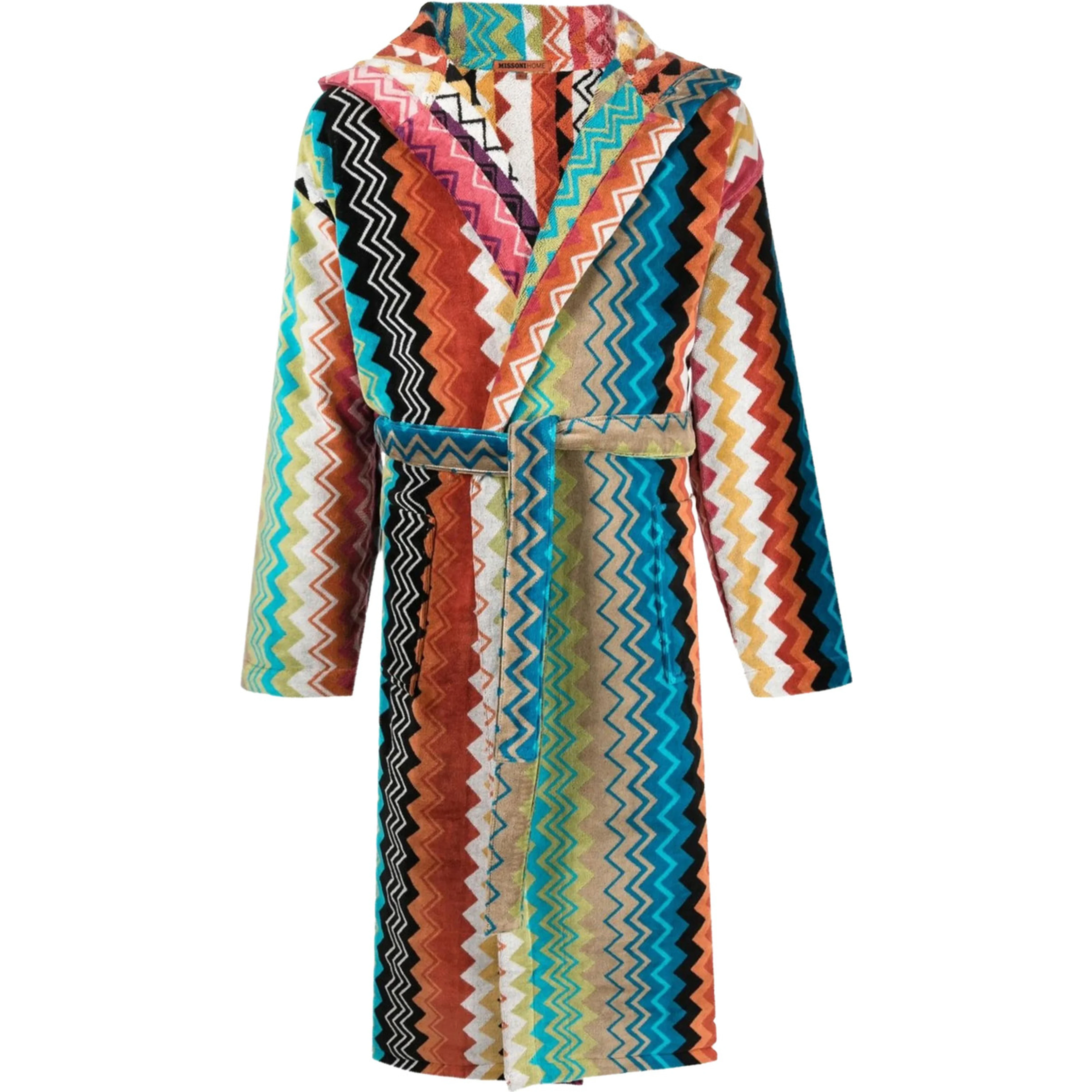 MISSONI HOME Giacomo multicolored fabric hooded bathrobe for men