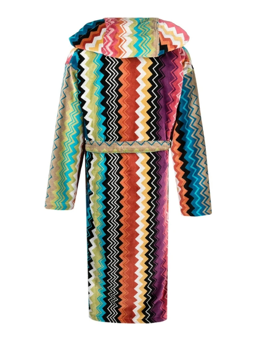 MISSONI HOME Giacomo multicolored fabric hooded bathrobe for men
