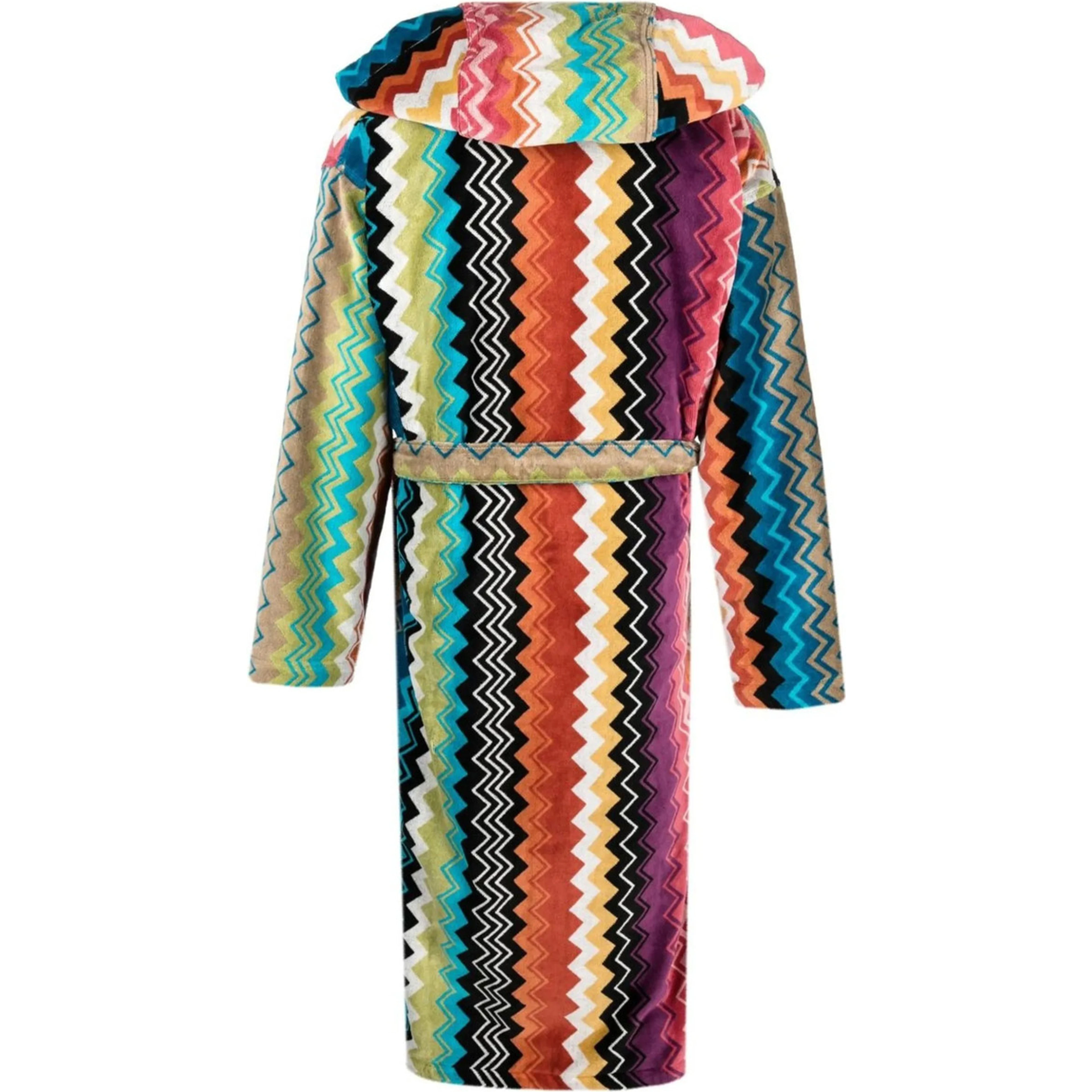 MISSONI HOME Giacomo multicolored fabric hooded bathrobe for men