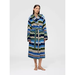 Womens multicoloured fabric hooded bathrobe