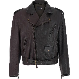 BLOUSON JACLET with cow leather and burgundy color for men