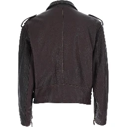 BLOUSON JACLET with cow leather and burgundy color for men