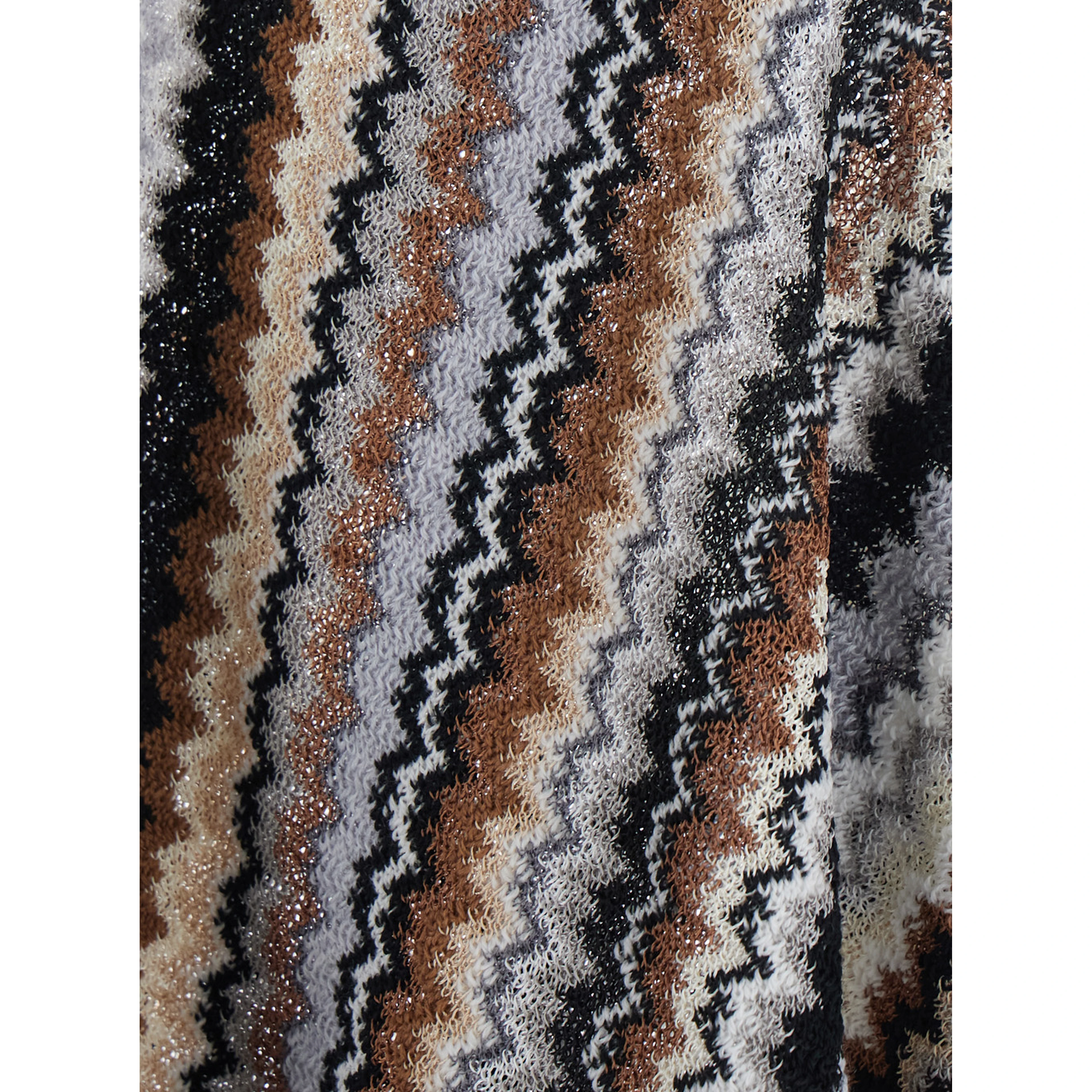 Brown wool and viscose long sleeve V-neck poncho for women