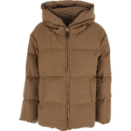 Down jacket Dama with high collar and long sleeves in Tech Fabric Beige Woman