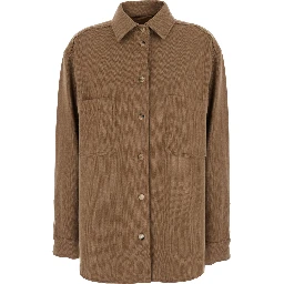 LADINO Shirt with collar and long sleeves in Tech Fabric beige for women