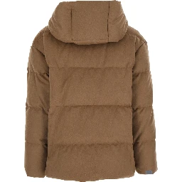 Down jacket Dama with high collar and long sleeves in Tech Fabric Beige Woman