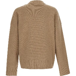 Sweater with round neckline and AMI de Coeur in beige for men