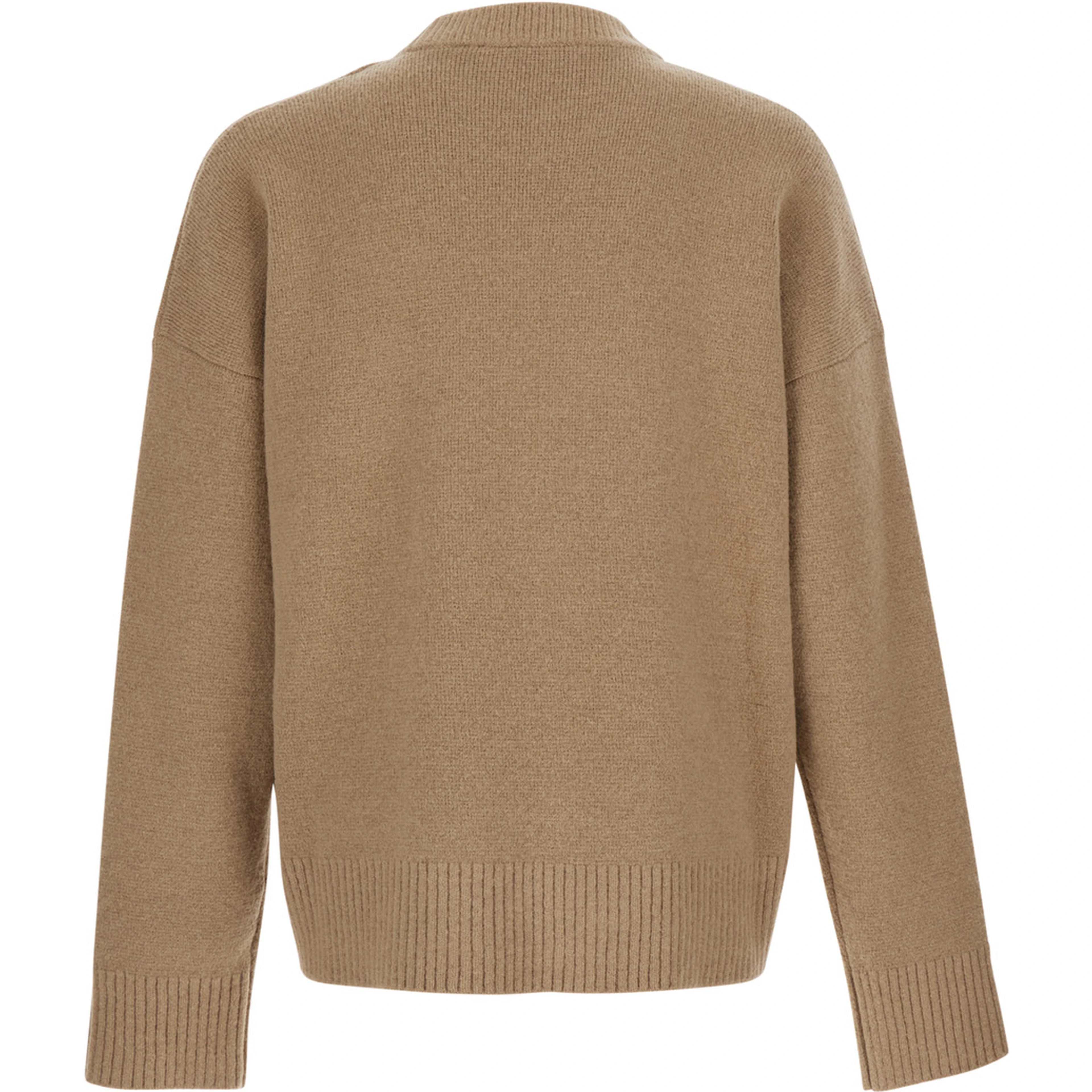 Sweater with round neckline and AMI de Coeur in beige for men