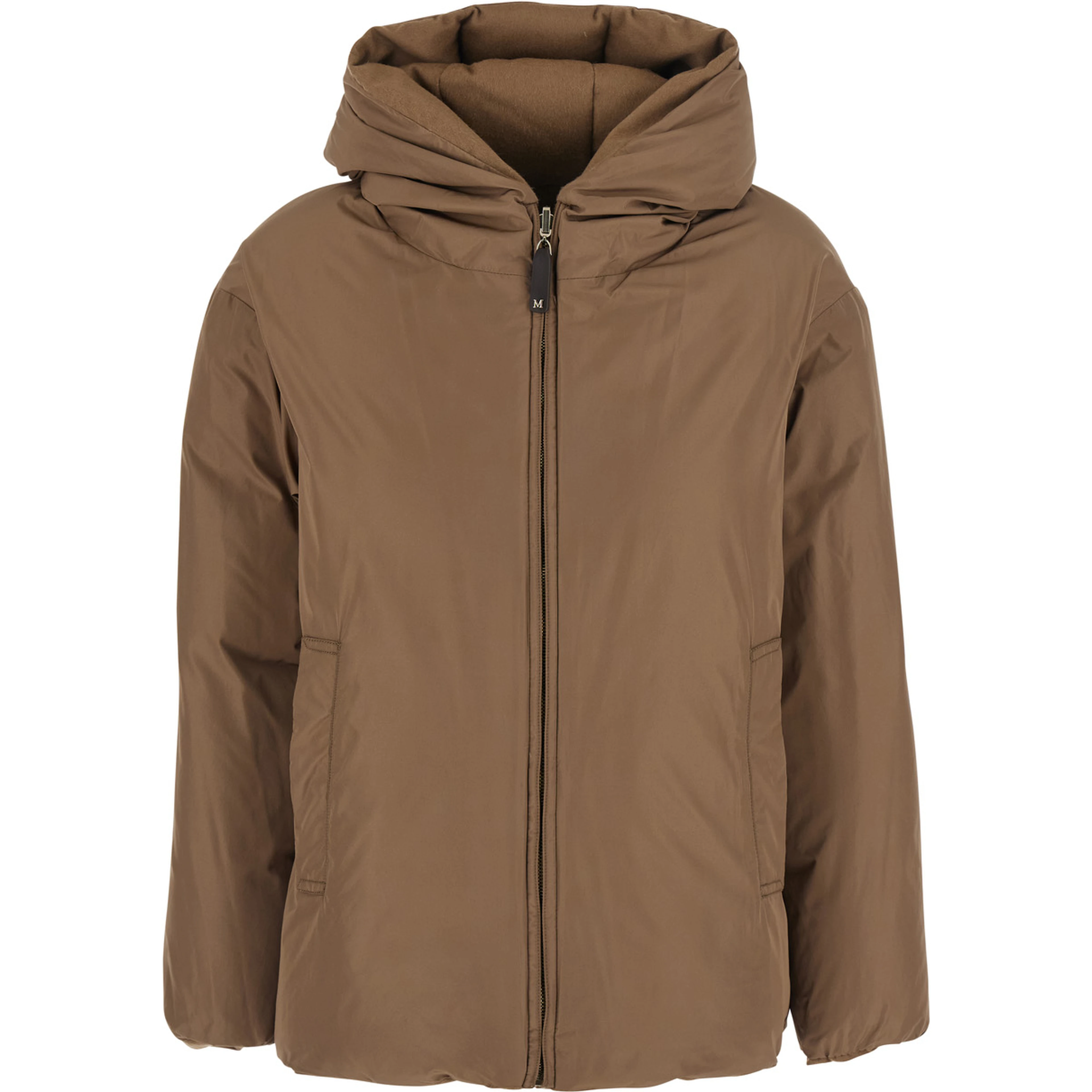 Down jacket Dama with high collar and long sleeves in Tech Fabric Beige Woman