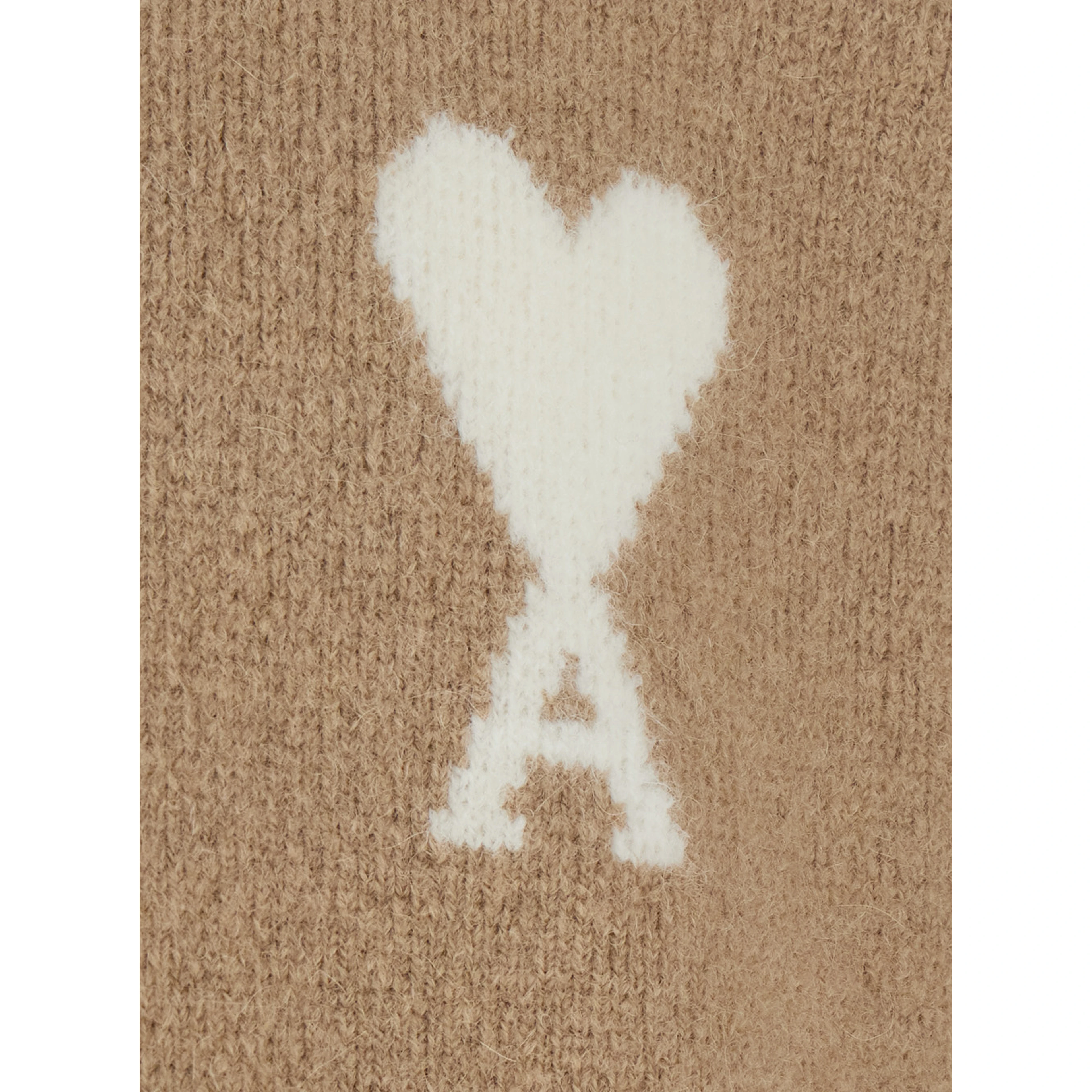 Sweater with round neckline and AMI de Coeur in beige for men
