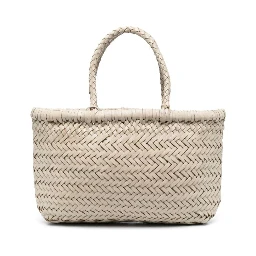 MINI FLAT GORA BASKET with handles and in Ecoleather White unisex