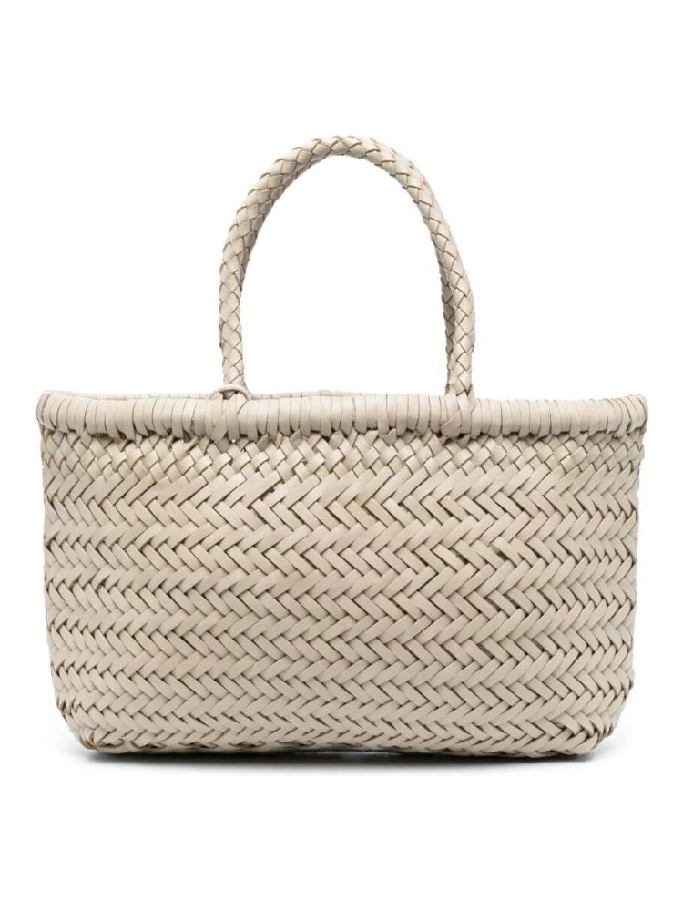 MINI FLAT GORA BASKET with handles and in Ecoleather White unisex