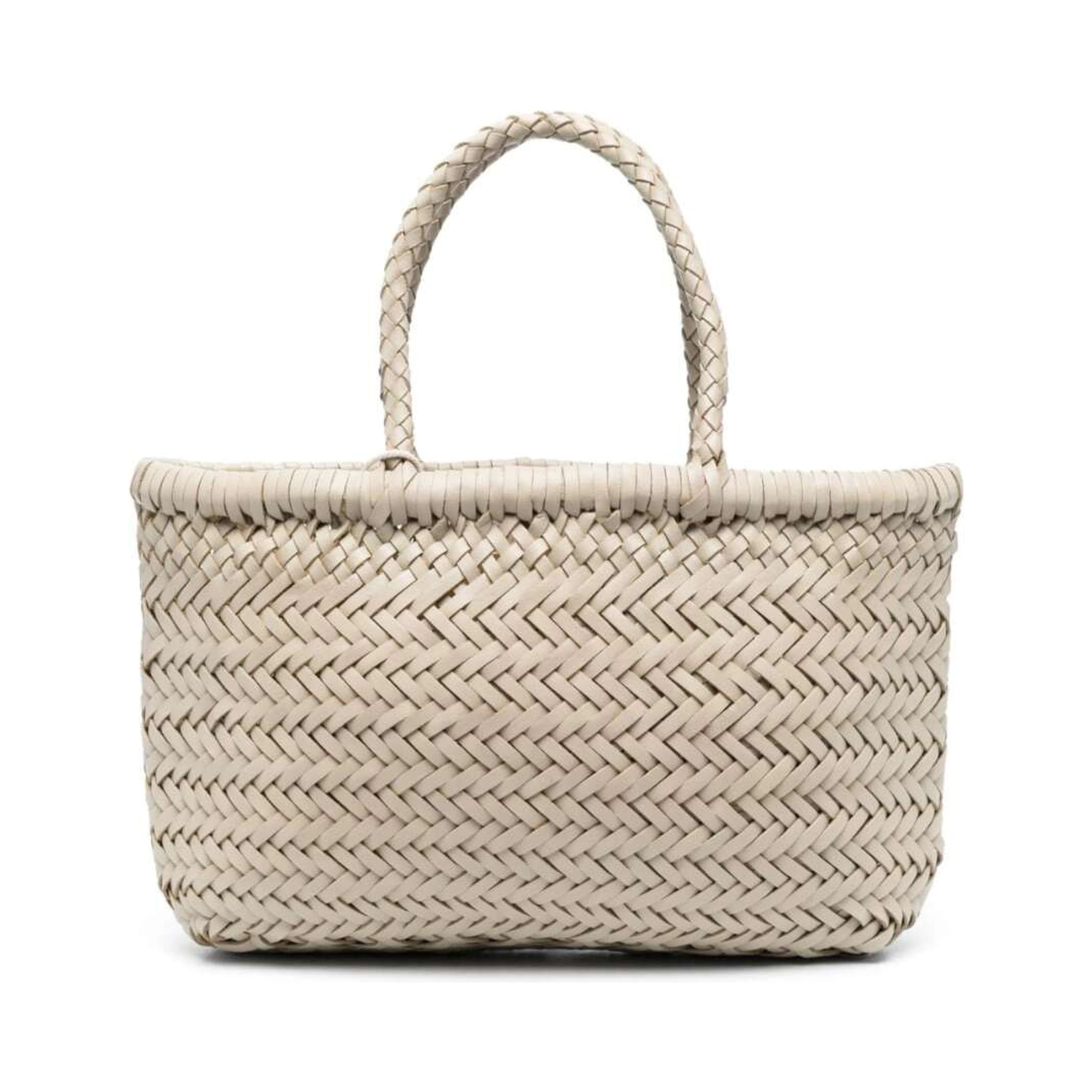 MINI FLAT GORA BASKET with handles and in Ecoleather White unisex