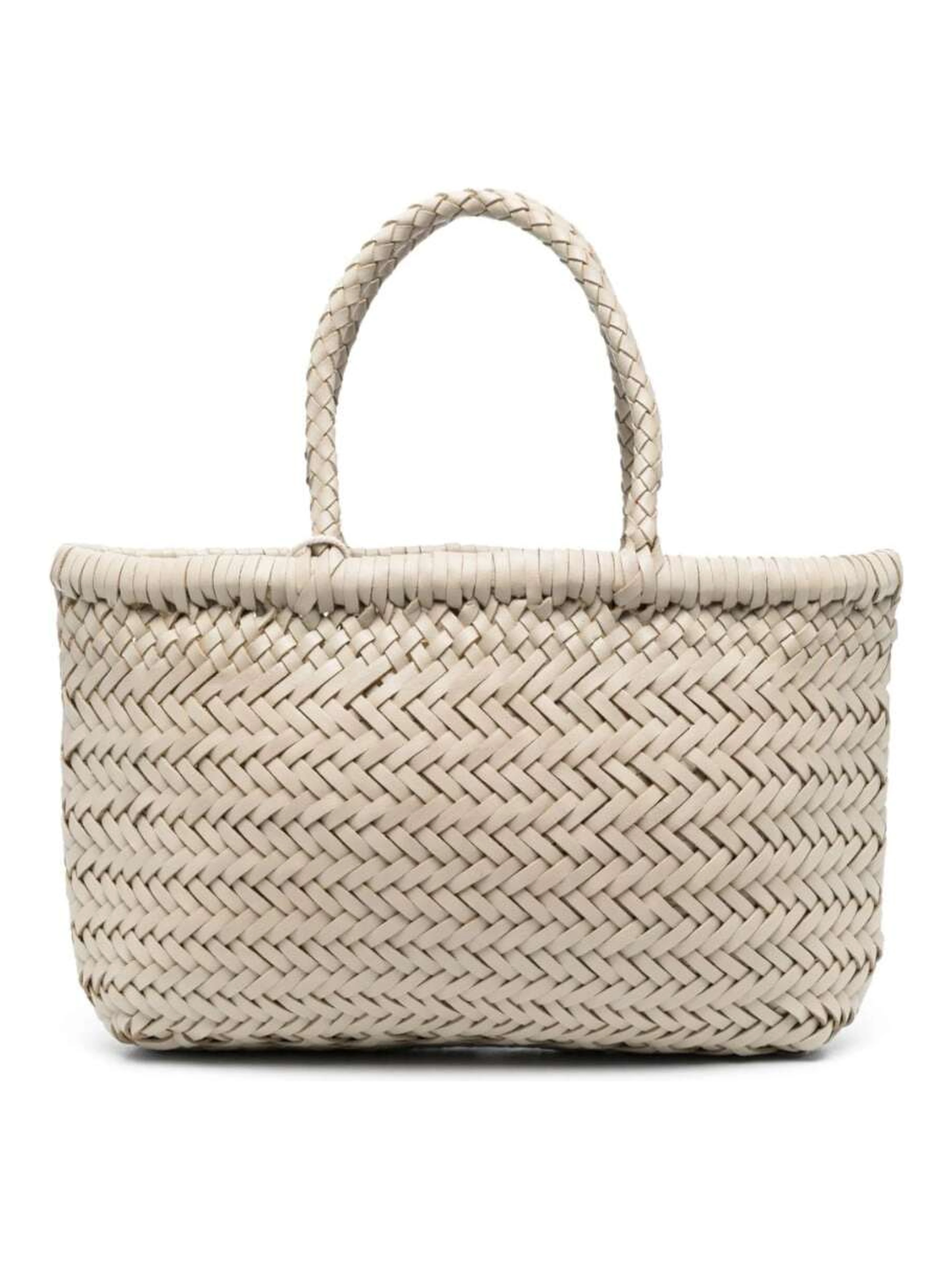 MINI FLAT GORA BASKET with handles and in Ecoleather White unisex