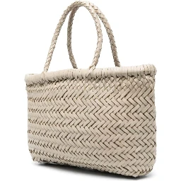 MINI FLAT GORA BASKET with handles and in Ecoleather White unisex