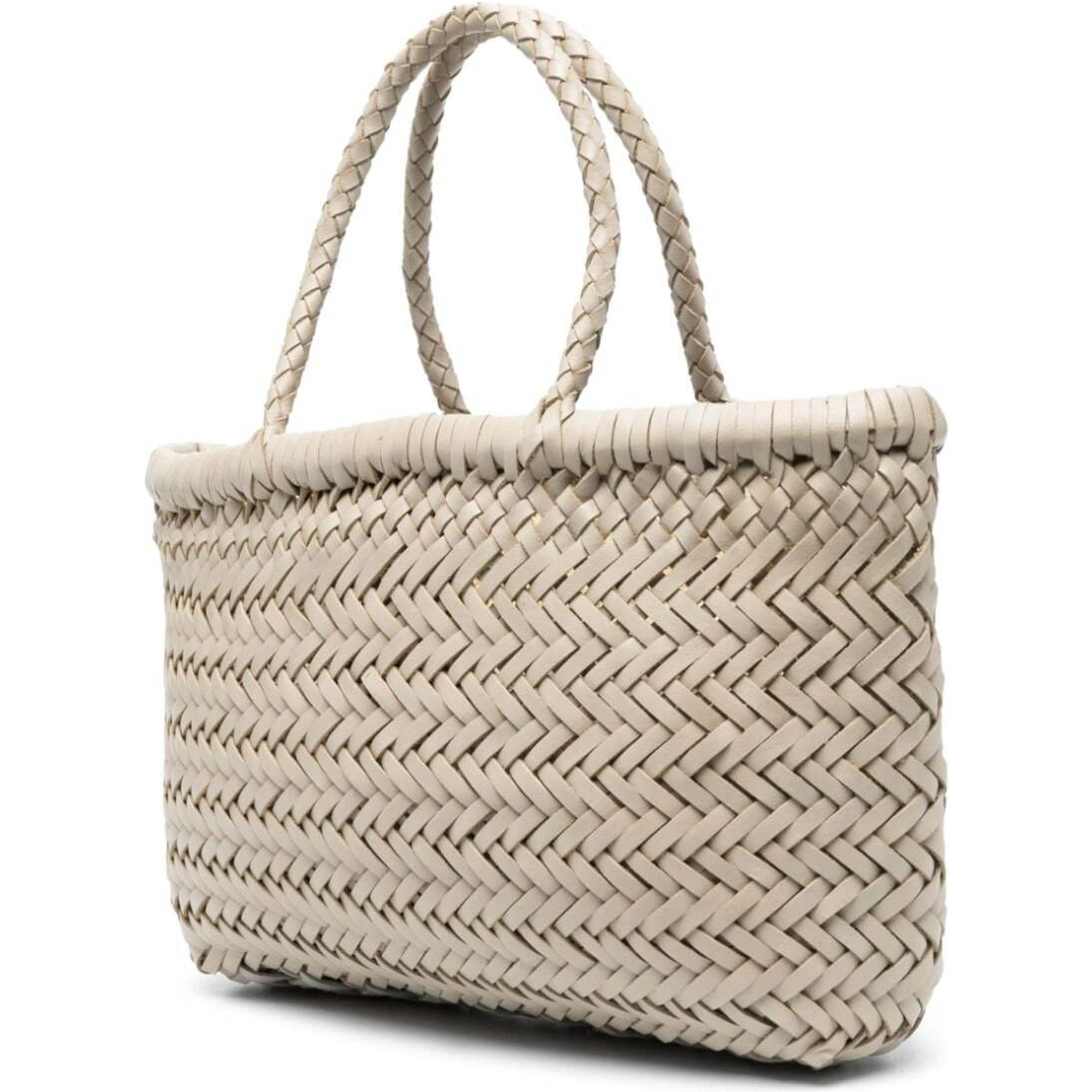 MINI FLAT GORA BASKET with handles and in Ecoleather White unisex