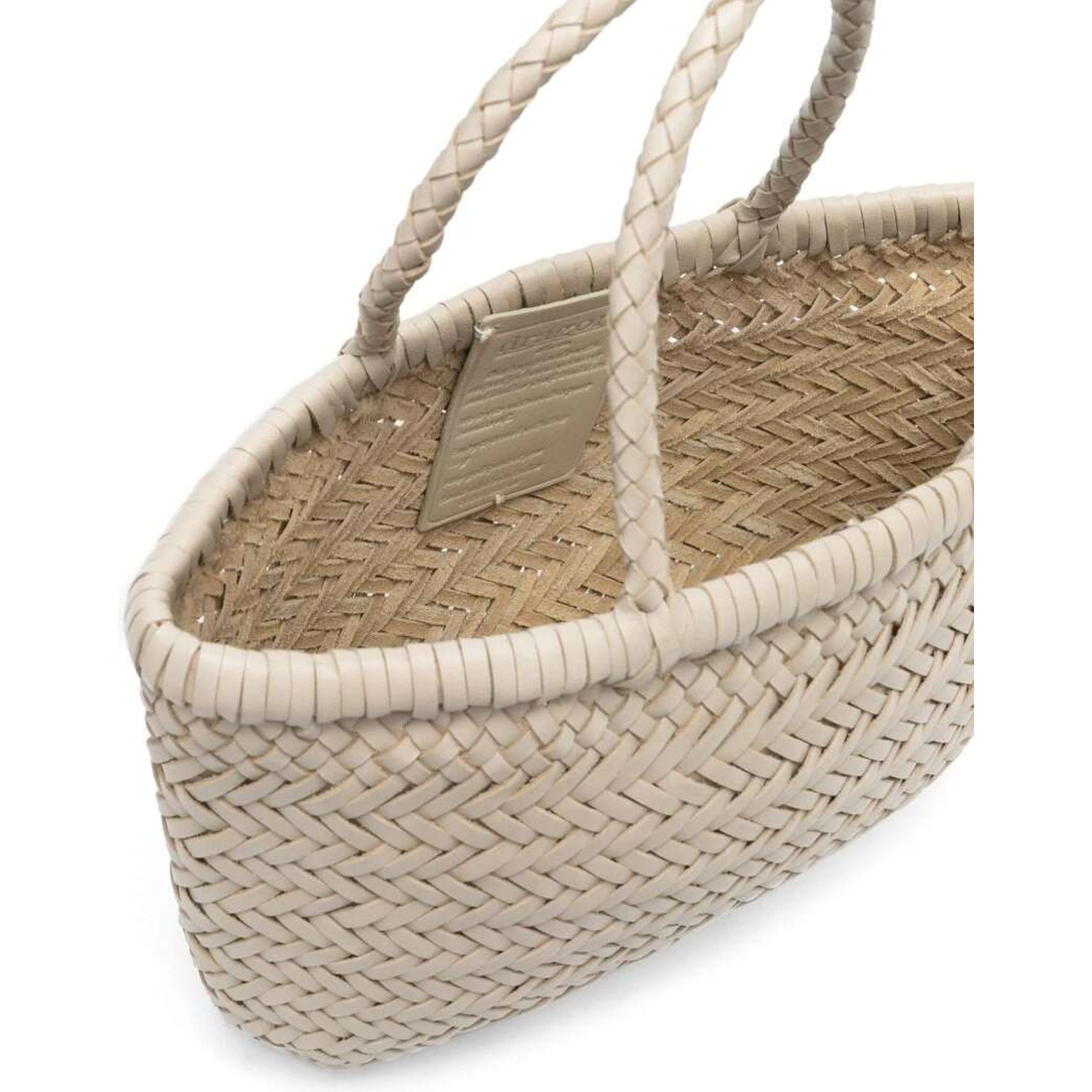 MINI FLAT GORA BASKET with handles and in Ecoleather White unisex