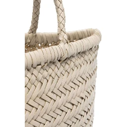 MINI FLAT GORA BASKET with handles and in Ecoleather White unisex