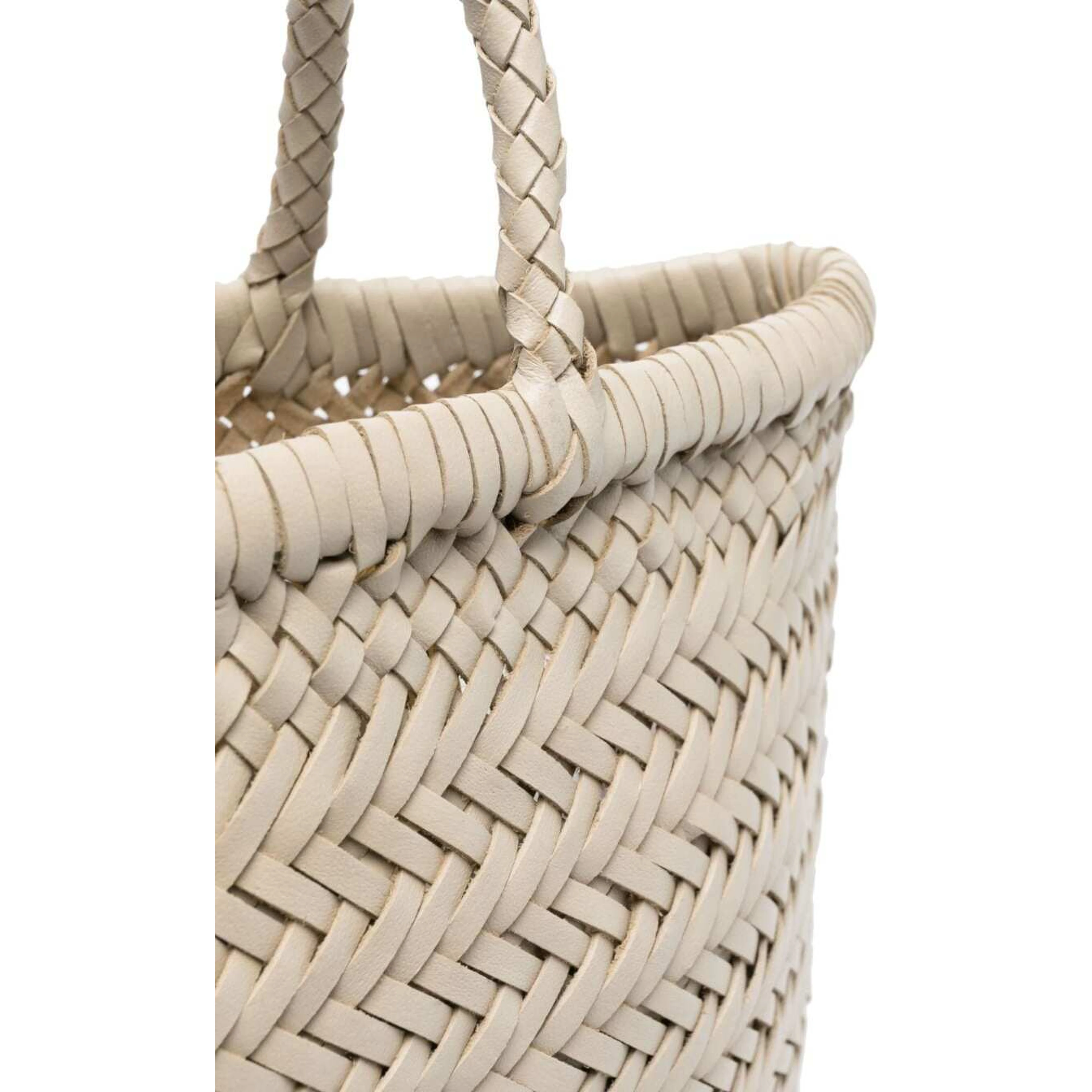 MINI FLAT GORA BASKET with handles and in Ecoleather White unisex