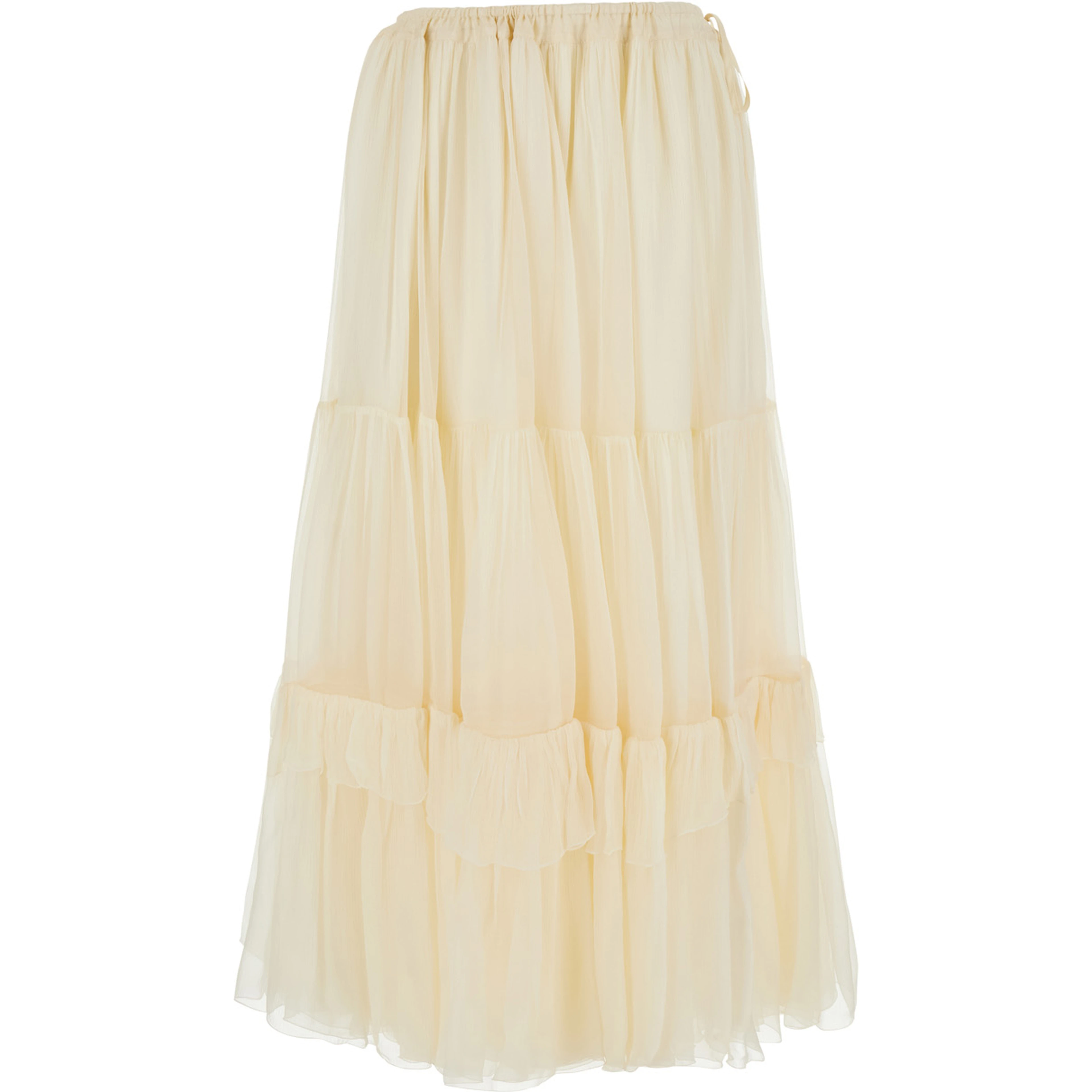 Silk Skirt with Elegant Details in Yellow Women