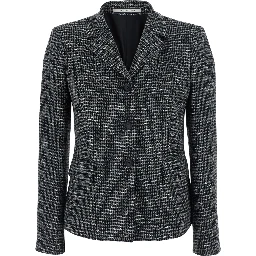 DARIA SINGLE BREASTED SHORT CHECK JACKET with notched revers and one-button closure in Gray women