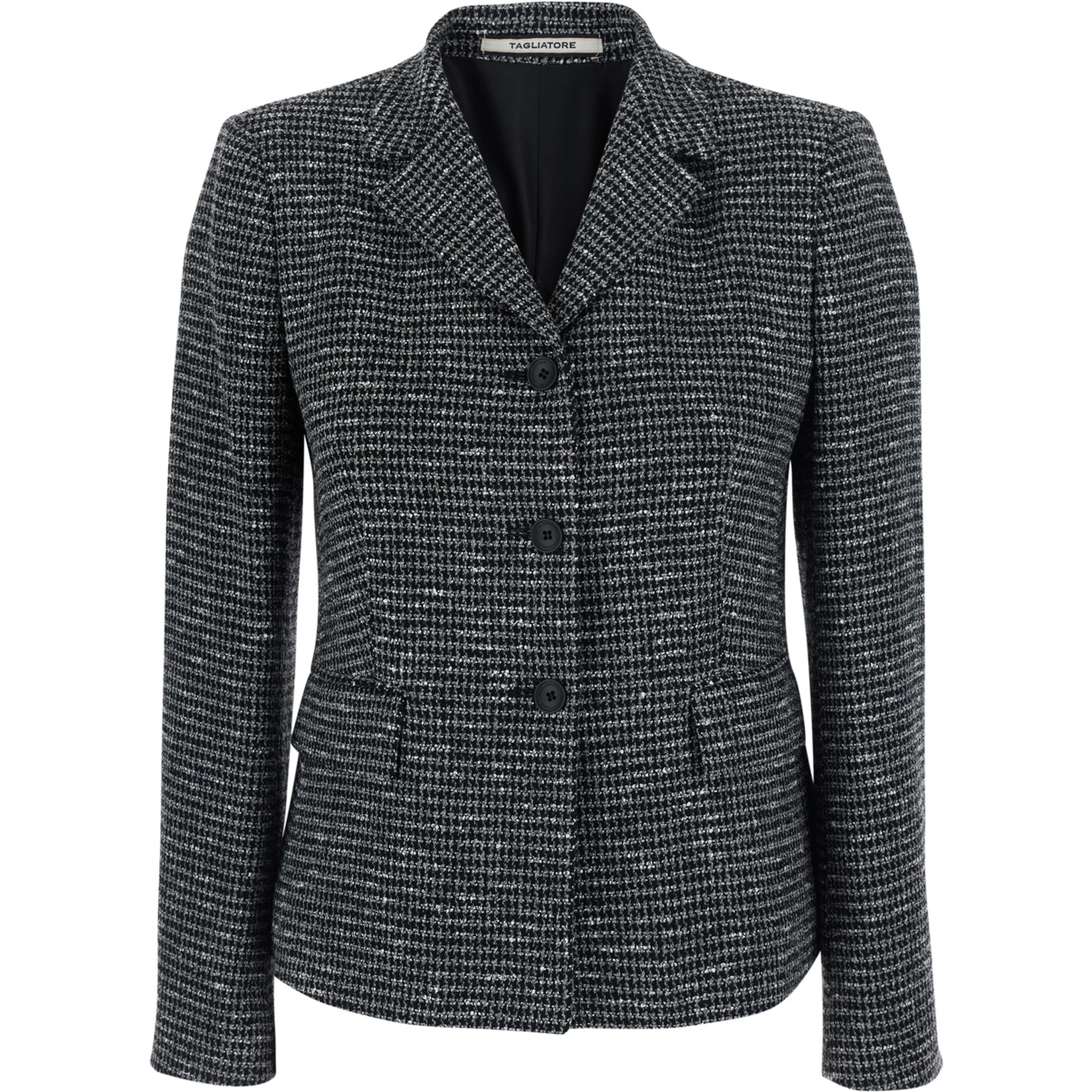 DARIA SINGLE BREASTED SHORT CHECK JACKET with notched revers and one-button closure in Gray women
