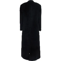 Oversized alpaca wool coat with collar and long sleeves black women