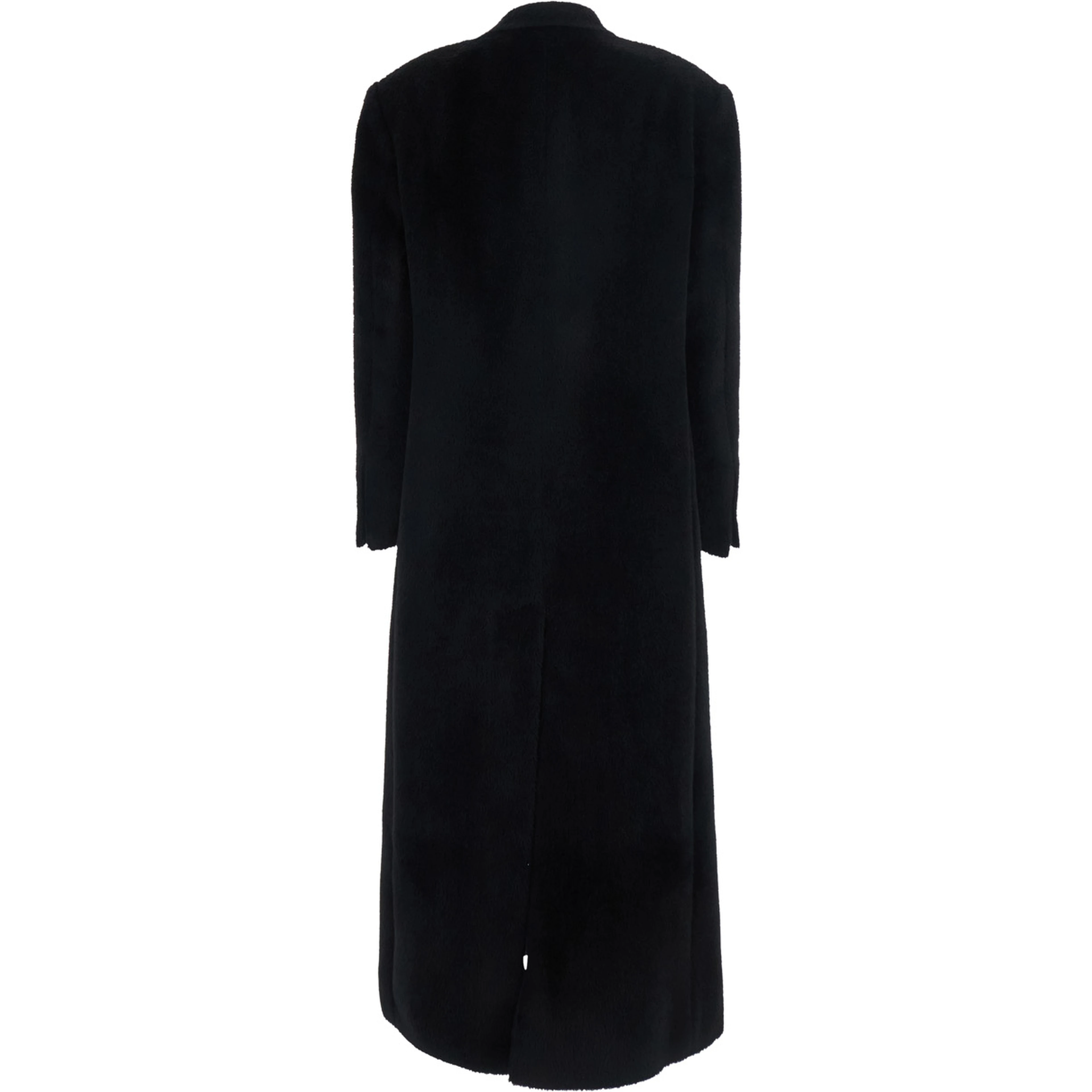 Oversized alpaca wool coat with collar and long sleeves black women