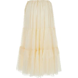 Silk Skirt with Elegant Details in Yellow Women