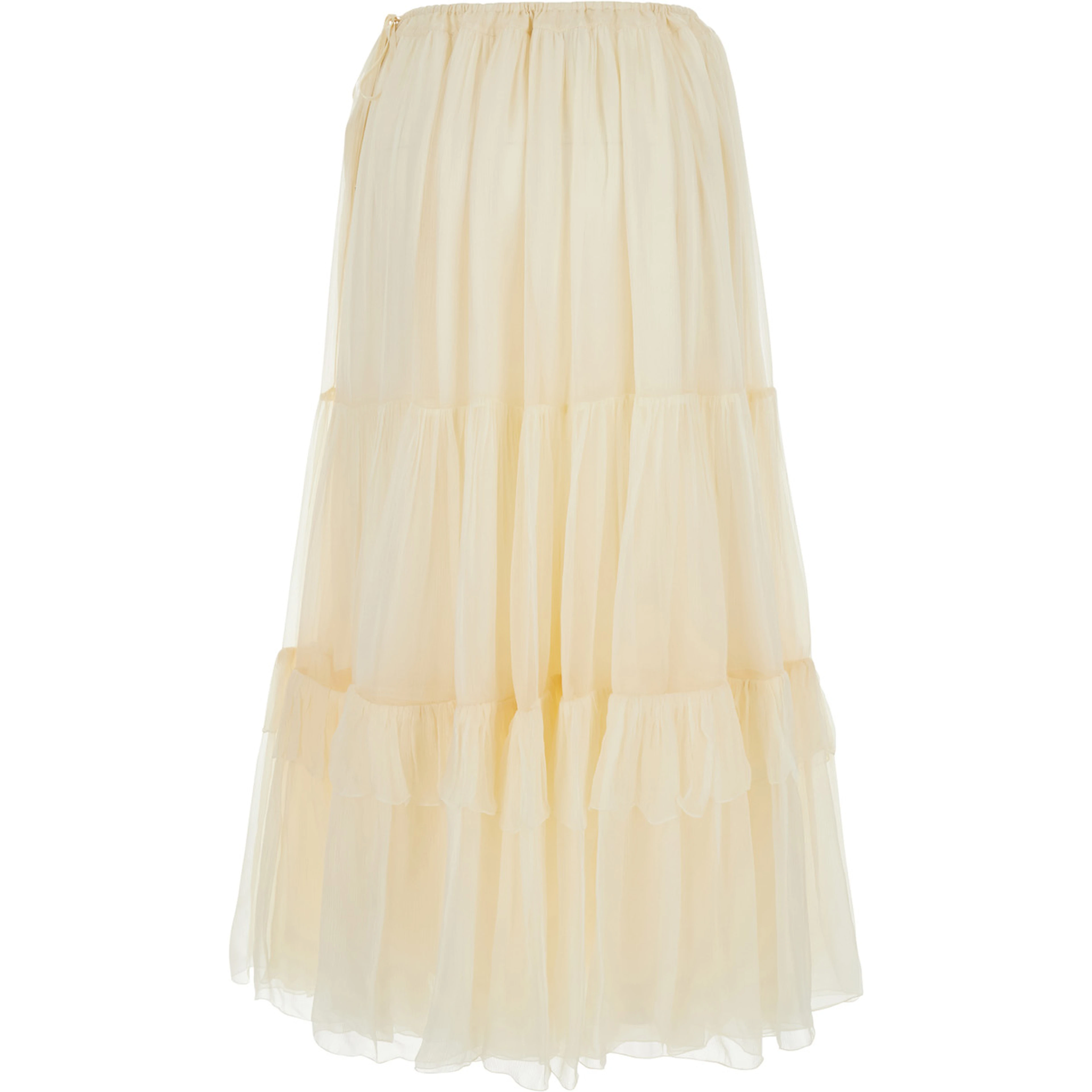 Silk Skirt with Elegant Details in Yellow Women