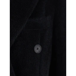 Oversized alpaca wool coat with collar and long sleeves black women