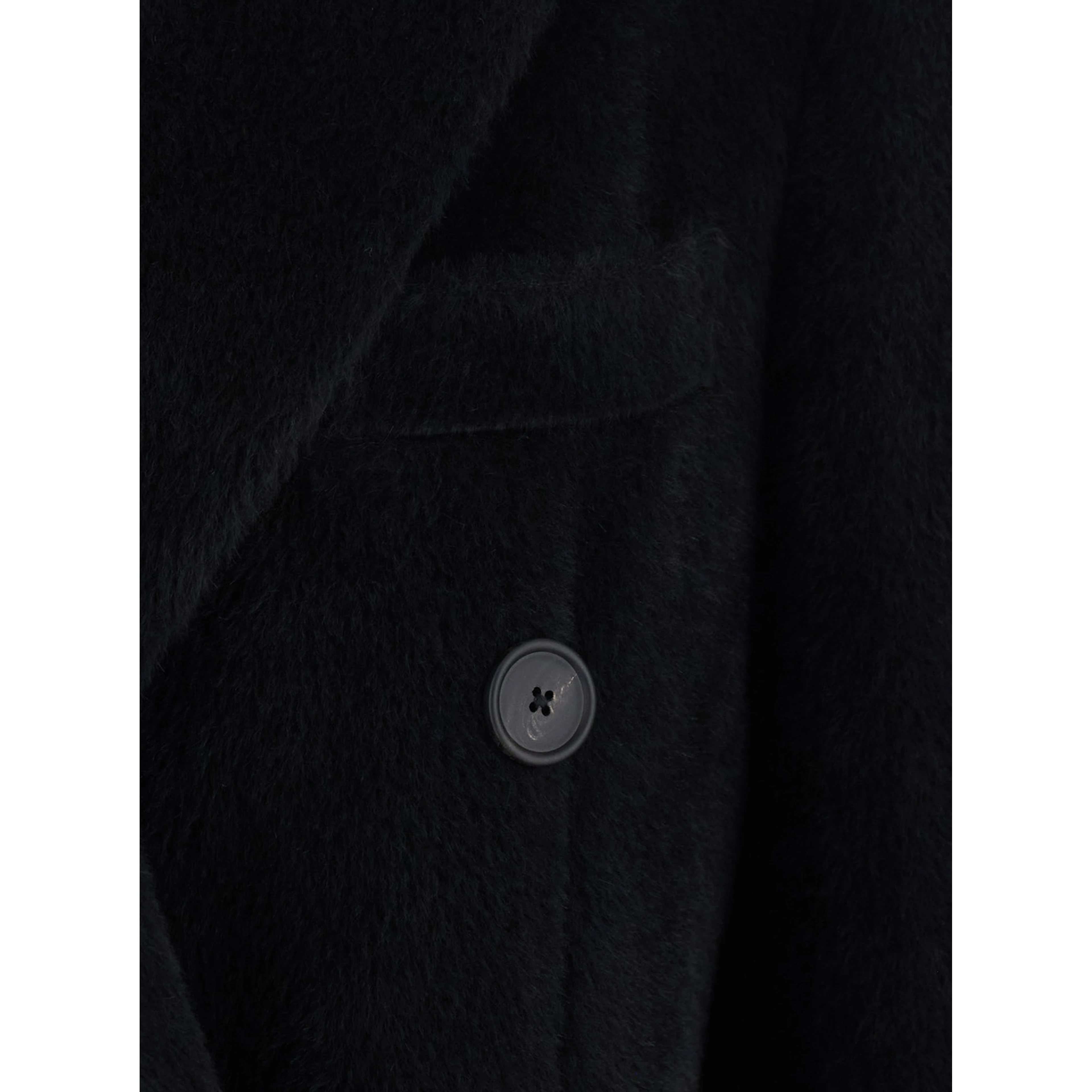Oversized alpaca wool coat with collar and long sleeves black women