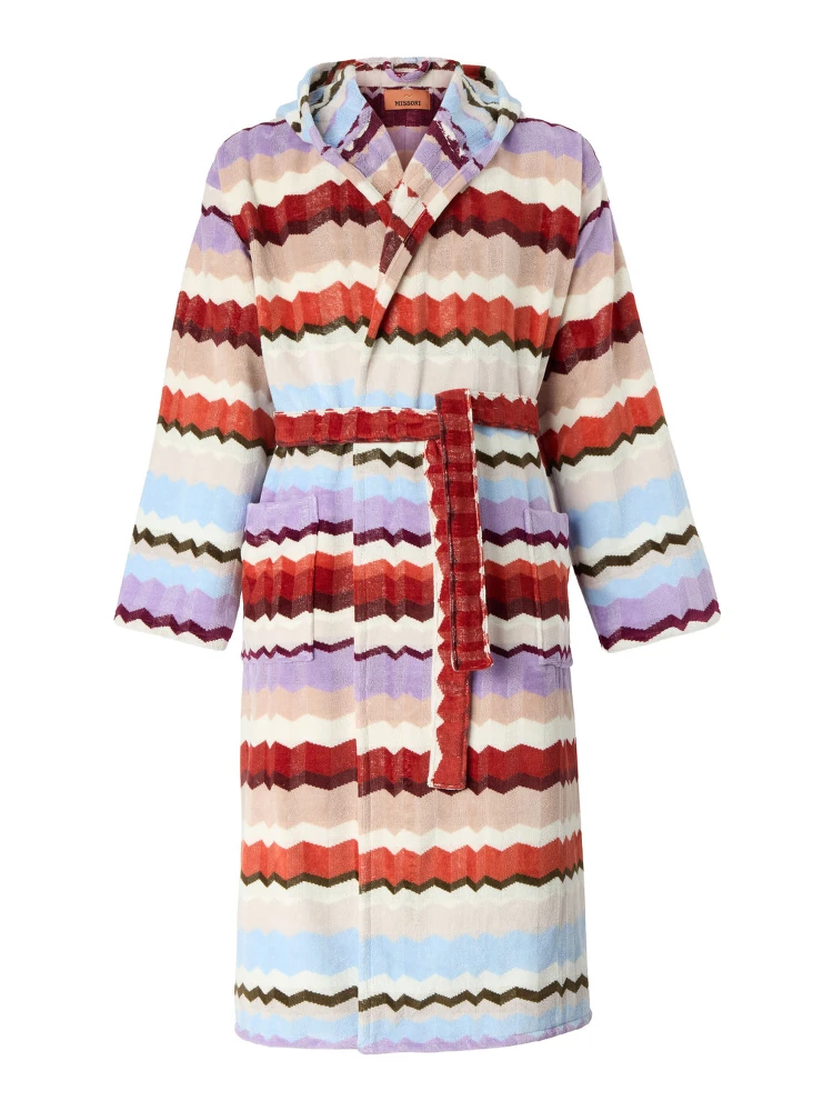 MISSONI HOME Mens multicolored fabric hooded bathrobe