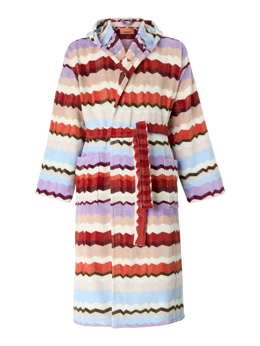 MISSONI HOME Mens multicolored fabric hooded bathrobe