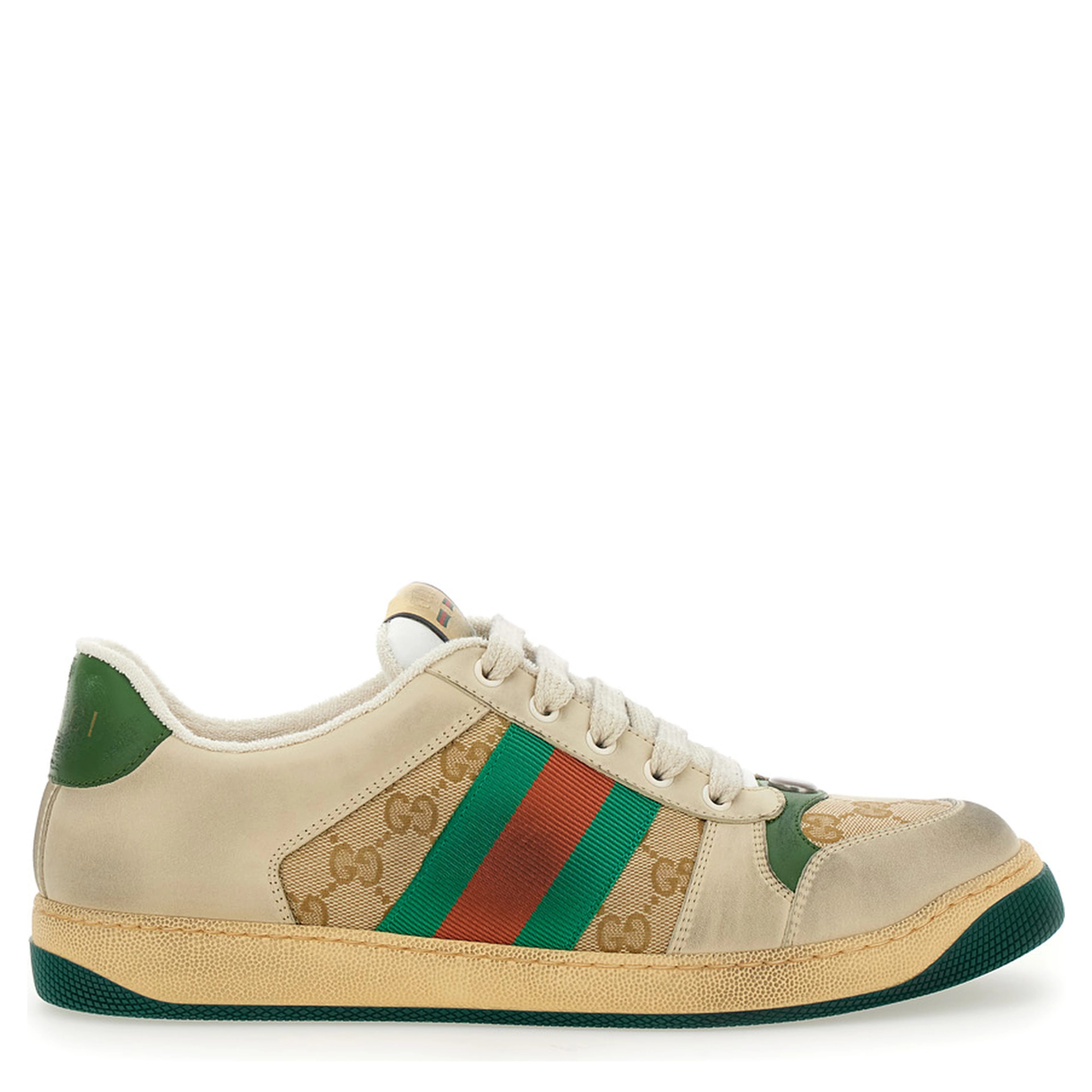 Sneaker Screener with Web Detail on the Side in GG Supreme Canvas and Multicolor Leather for Men