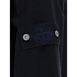 Biker Jacket with shirt collar, long sleeves, front closure, logo patch, side pockets, in cotton, black color, unisex