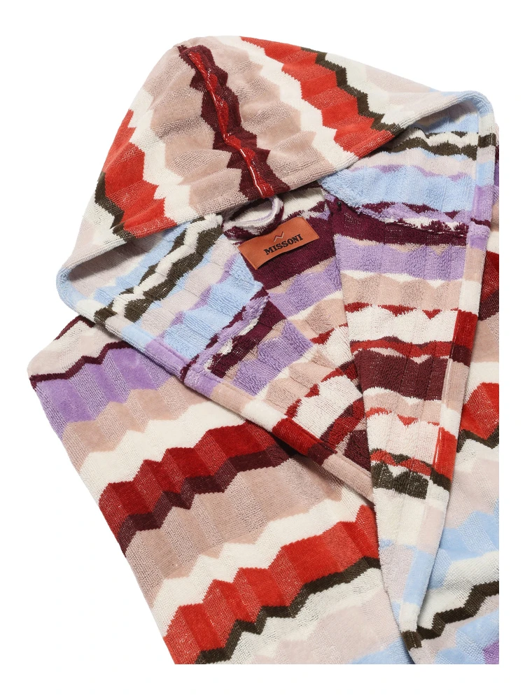 MISSONI HOME Mens multicolored fabric hooded bathrobe alternative