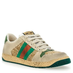 Sneaker Screener with Web Detail on the Side in GG Supreme Canvas and Multicolor Leather for Men