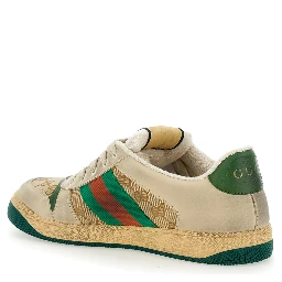 Sneaker Screener with Web Detail on the Side in GG Supreme Canvas and Multicolor Leather for Men