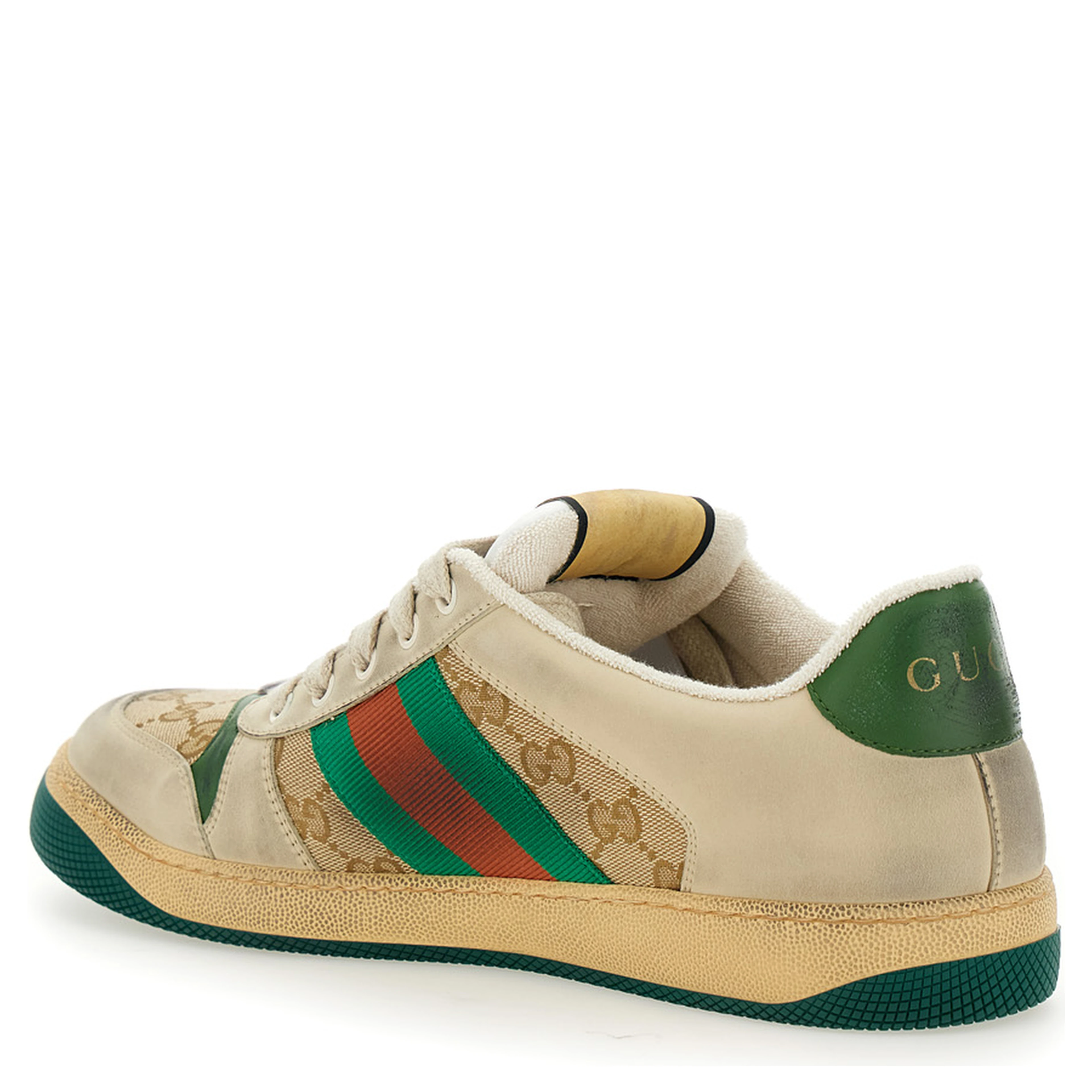 Sneaker Screener with Web Detail on the Side in GG Supreme Canvas and Multicolor Leather for Men
