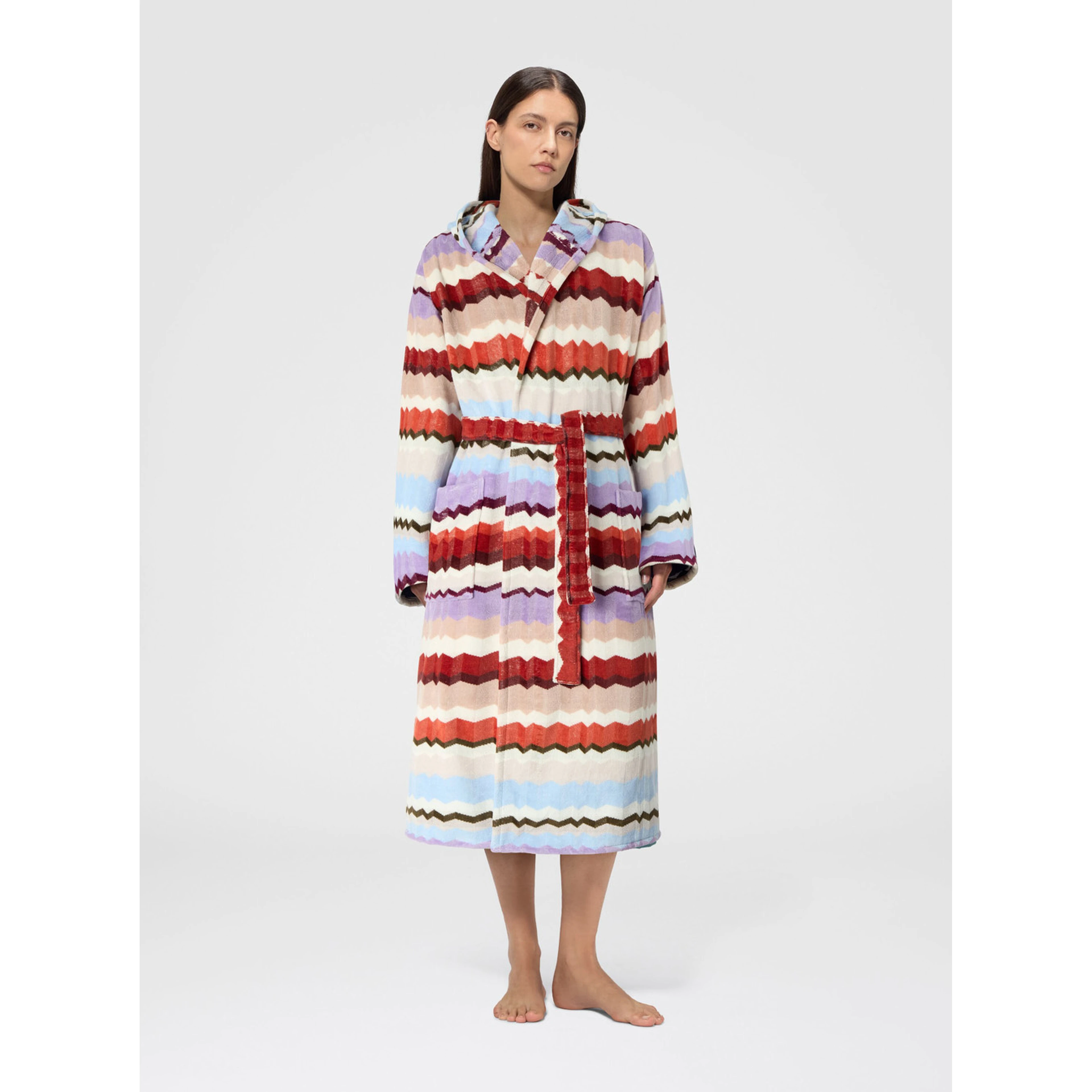 MISSONI HOME Mens multicolored fabric hooded bathrobe