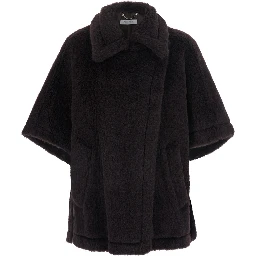 Cloak TEBE1 with high collar and long sleeves in Tech Fabric brown women